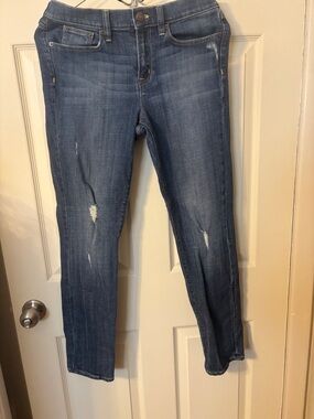 J. Crew Women's Blue Skinny Jeans with Light Distressing